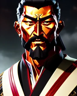 a portrait of an ancient japanese warrior, samurai, white clothes, katana, super detailed, bright colors,