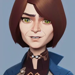 anna wintour with dark brown hair, blue eyes, happy, lego, steampunk