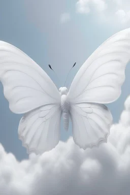 fiction white butterfly wings with white clouds background