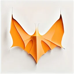 orange manta ray, made of paper, simple, paper texture, white background, long tail, round