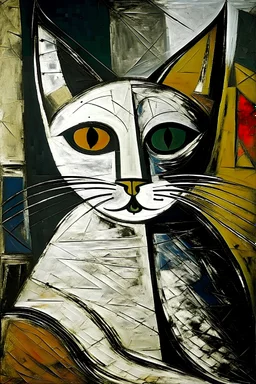 a portrait of a cat by picasso