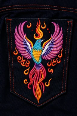 pocket myriad sacred flame bird embroidery