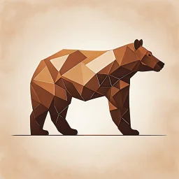 sharp lines silhouette of a brown bear, letterpress style 2d lowpoly lookalike, minimalistic high contrast pencil art