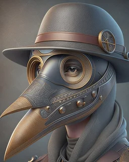 Best quality, masterpiece, ultra high definition,Futuristic, Plague doctor mask, Comic style