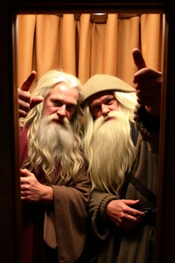 Gandalf and Aragorn taking pics inside photo booth.