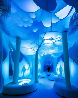 Step into the luminous pavilion, where the atmosphere echoes with the essence of the throat chakra. Cool shades of blue fill the air, evoking clarity and self-expression. The gentle breeze carries whispers of wisdom and truth, encouraging honest communication. The space resonates with the melodic sounds of flowing water, symbolizing fluidity of expression. Here, the air feels alive with the power of words and creative expression. Enter this atmospheric sanctuary, with truth, confidence, grace