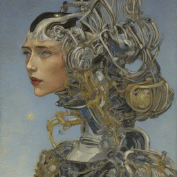 Portrait de femme robot par van gogh