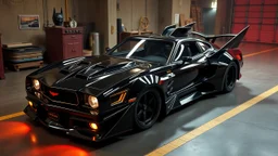 an all new batmobile based on all of the batmobiles 1989 batman and robin and new ford mustang, black