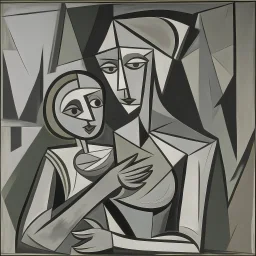 piccasso cubism gray woman and child