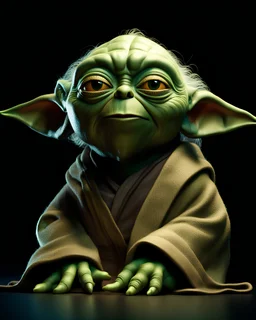 Detailed 3D illustration, medium shot, Yoda in Pixar animation style, vibrant and textured green skin with subtle shading, large and expressive golden eyes with intricate details, furrowed brow and detailed forehead wrinkles, pointy and textured ears with subtle highlights, wispy and detailed white eyebrows, small and wizened nose with subtle texture, furrowed cheeks with intricate shading, small and expressive mouth with textured lips and teeth, detailed and textured robe in Pixar-style colors,