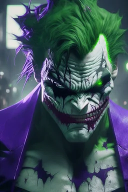 the joker hulk, anime style, depth of field, nvidia graphics, lightrays, trending art