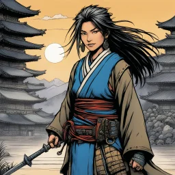 [art by Kevin Eastman and Peter Laird] Nomadic Japanese woman