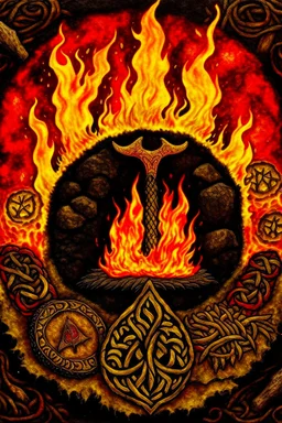 European pagan rune art with fire