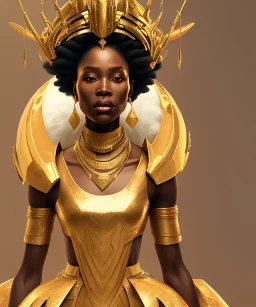 a fancy portrait of a snow african Queen by Greg Rutkowski, Sung Choi, Mitchell Mohrhauser, Maciej Kuciara, Johnson Ting, Maxim Verehin, Peter Konig, 8k photorealistic, cinematic lighting, HD, high details, dramatic, atmosphereric, trending on artstation