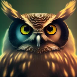 Owl, macro lens blur, hyperrealistic