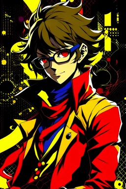 persona 5 style background and bright colours character