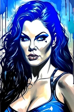 a series of pictures based on DC Comics Superheroes, amazing oil on canvas image of Chyna Laurer