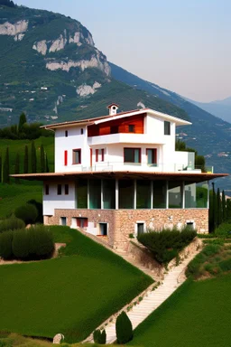 Prompt: two-story house in Italy made of musical notes