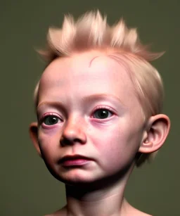 Tilda swinton toddler, full body, shoe, dress, soft skin, dramatic lighting, hyper realistic