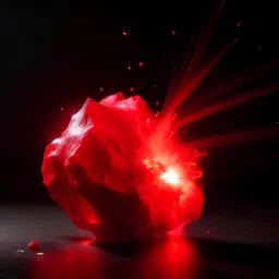 red rubi stone exploding after a laser hit