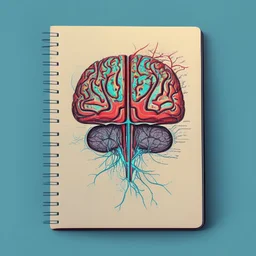 medicine notebook brain illustration, abstract, artistic, digital art