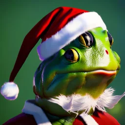 art by brom, giant christmas frog, santa hats