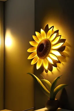 Wall lamp inspired by sunflower , organic form