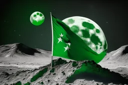 green Chilean flag on the moon