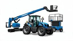a generic Boom-lift, tractor and scissor-lift on a white background. Smooth vector