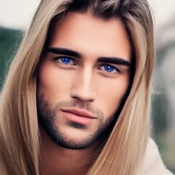 Man blond straight hair brown eyes