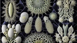 Exotic microscopic organisms, coloured, perfect geometric designs, amazing detail, beautiful composition, award-winning photograph, astonishing realism, 28mm lens, adjust perspective