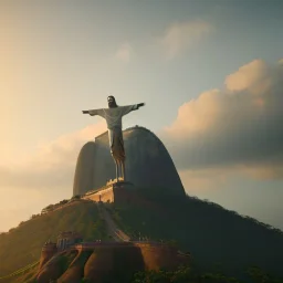 Christ the Redeemer, beautiful,wonderful, shape detailed, landscape,sunset, unreal engine 5, cinematic lighting, photorealistic, realistic, hyper detailed, 8k, octane render, cinema 4d