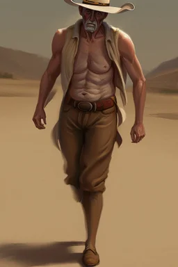 drunk runner without cloth old cowboy