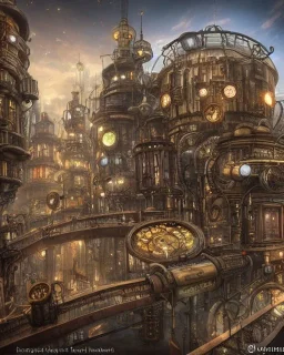 Future realistic steampunk city