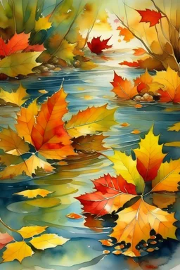 The water: autumn leaves and visions of the water color