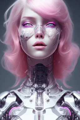 cyborg, pink hair,seven , perfekt eye, real, dream