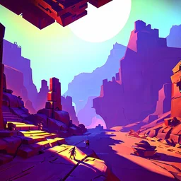 FROM THE PLAYER,stylized,canyon,dungeons map,post apocalyptic,AI,futuristic,roboquest,4k,details stylized,boss enermy,rogulikes