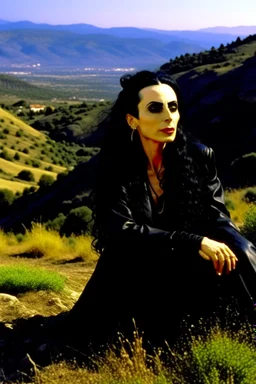 Diamanda Galas playing on a hillside