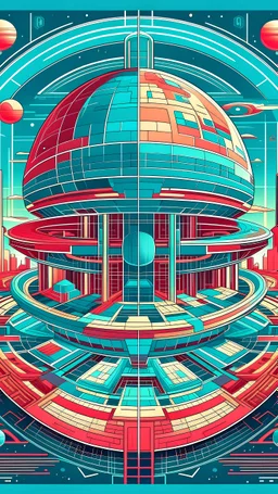 A poster designed by Future Masters depicting the art of intelligent architecture of an imaginative civilized planet, capturing the unique characteristics of the intelligent architecture of the civilized planet, while focusing on the intricate details of the intelligent architecture of the civilized planet, evoking a sense of wonder and otherworldliness. The poster is designed in a realistic art style that combines bold geometric shapes with intricate patterns. The perfect blend of realism and f