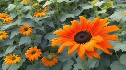 Tithonia rotundifolia sunflower in the garden.