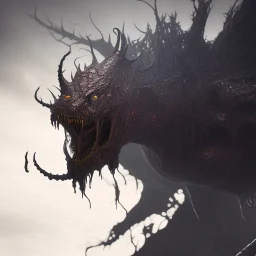 Fluid ink nightmare creature, shiny skin darkness, dark mood, night, unreal engine 5, 8k resolution, photorealistic, ultra detailed