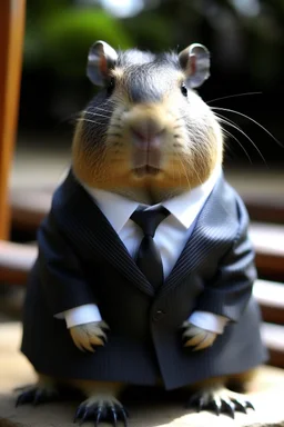 capybara in a black and white suit