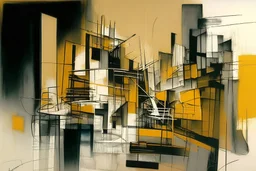abstract cityscape in the style of Barbara Hepworth, frank Auerbach