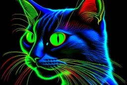 Black light art, neon cat