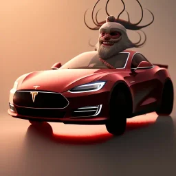 Santa driving his red Tesla convertible car, character design by cory loftis, fenghua zhong, ryohei hase, ismail inceoglu and ruan jia. unreal engine 5, artistic lighting, highly detailed, photorealistic, fantasy