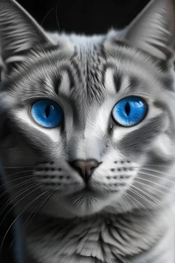 Gato grises con ojos azules