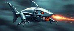 blind contour robot shark bat with no teeth, like space ship fighter jet massage master guru fast moving motion blur background