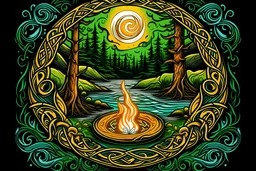 celtic lagerfeuer fluss wald