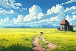 Medieval, straight plains in anime style