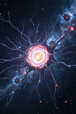 A galaxy in side a huge neuron undergoing ferroptotic cell death